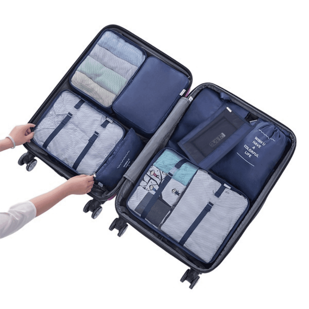 KIT 8 Bolsas Organizadoras á Prova D'água Para Viagem - Acaso Das Mulheres Modernas